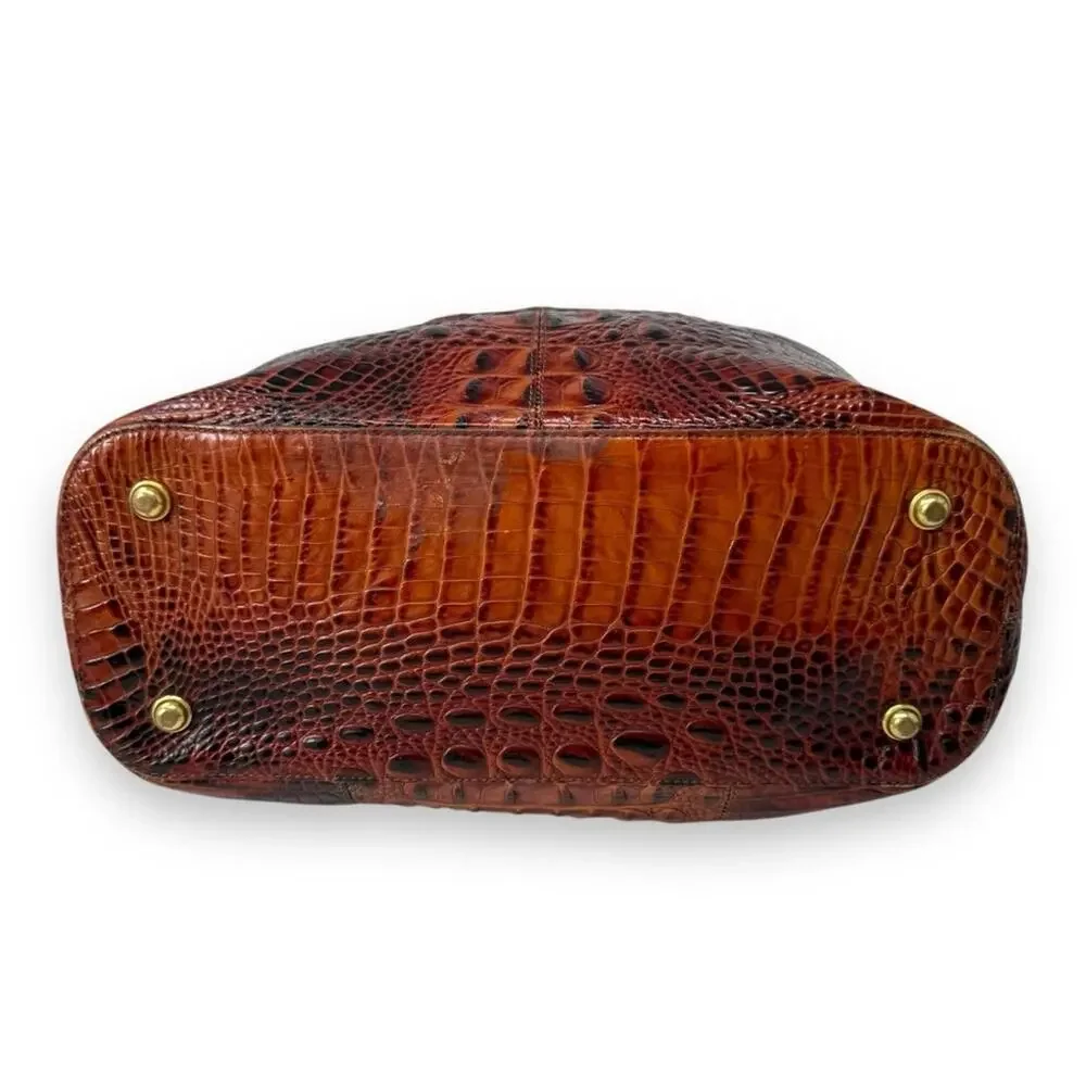 Brahmin Rhoda Pecan Croc-Embossed Genuine Leather Hobo Shoulder Bag Women’s
